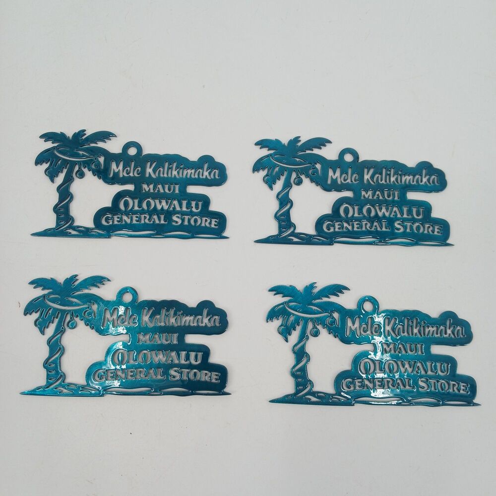 Hawaii Mele Kalikimaka Maui Olowalu Metal Ornaments Collector Plaques Set of 4